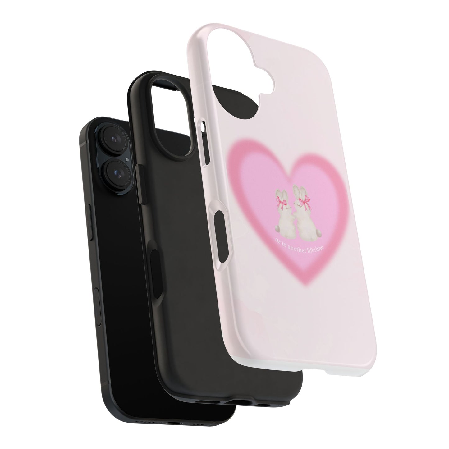Cute Kittens Heart Tough Phone Case — Pink Cat Love Protective Cover
