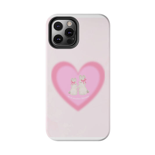 Cute Kittens Heart Tough Phone Case — Pink Cat Love Protective Cover