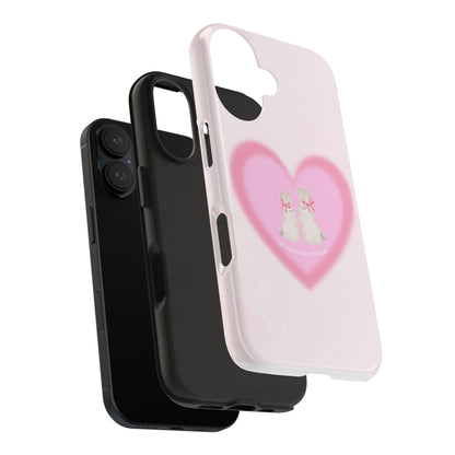 Cute Kittens Heart Tough Phone Case — Pink Cat Love Protective Cover