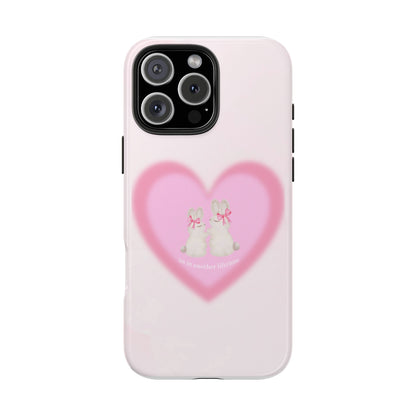 Cute Kittens Heart Tough Phone Case — Pink Cat Love Protective Cover