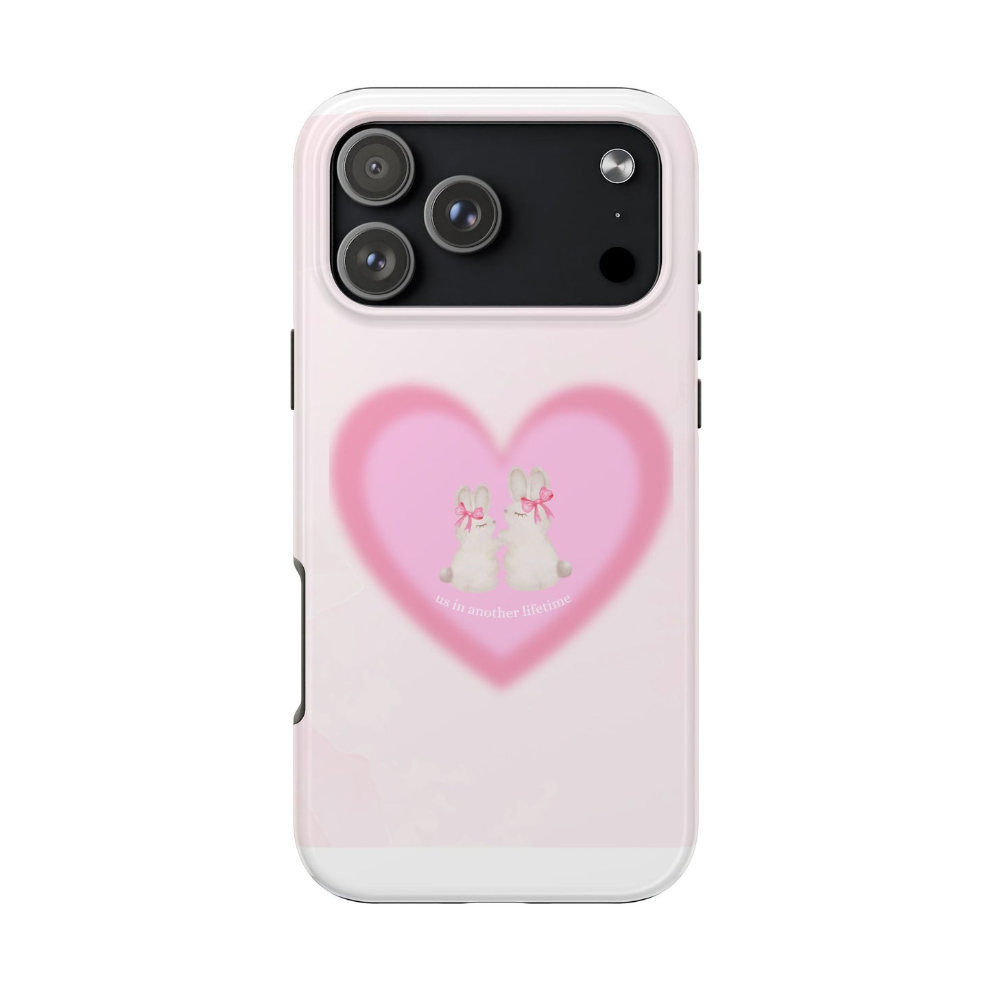 Cute Kittens Heart Tough Phone Case — Pink Cat Love Protective Cover