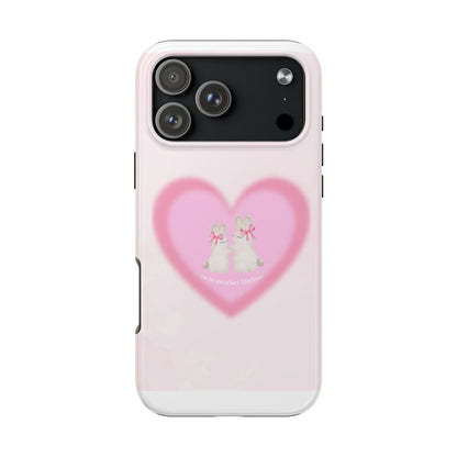 Cute Kittens Heart Tough Phone Case — Pink Cat Love Protective Cover
