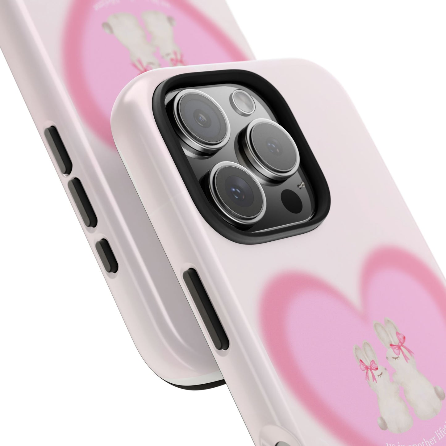 Cute Kittens Heart Tough Phone Case — Pink Cat Love Protective Cover