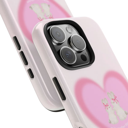 Cute Kittens Heart Tough Phone Case — Pink Cat Love Protective Cover