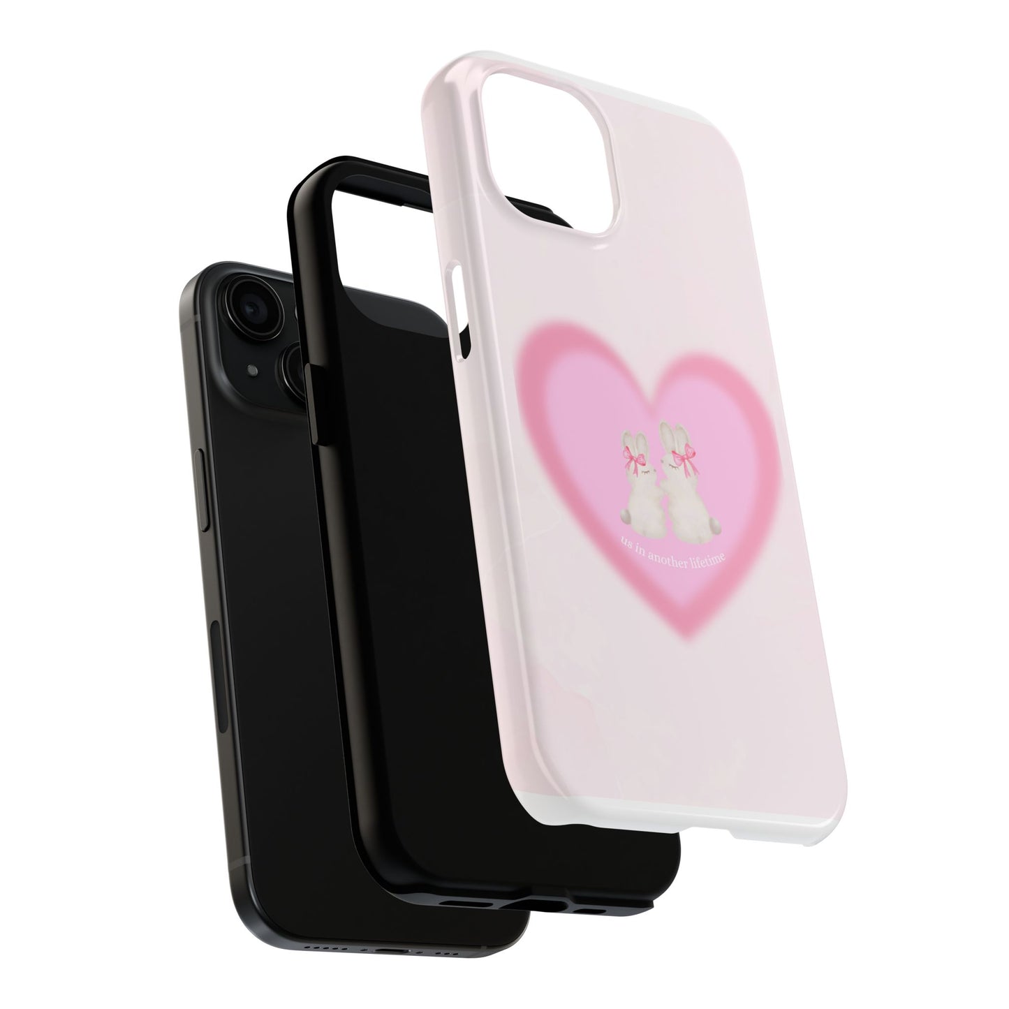Cute Kittens Heart Tough Phone Case — Pink Cat Love Protective Cover