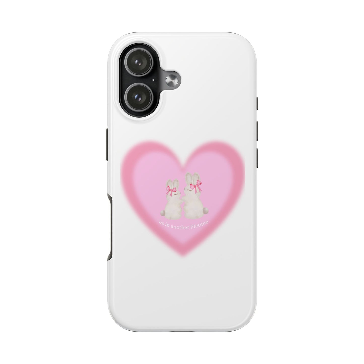 Cute Kittens Heart Tough Phone Case — Pink Cat Love Protective Cover