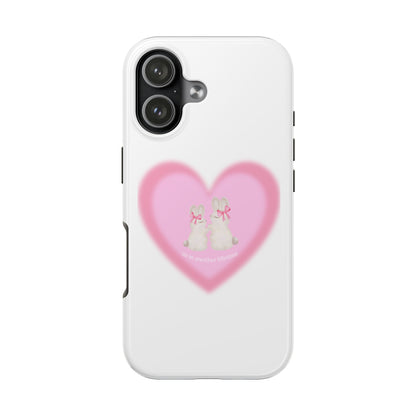 Cute Kittens Heart Tough Phone Case — Pink Cat Love Protective Cover