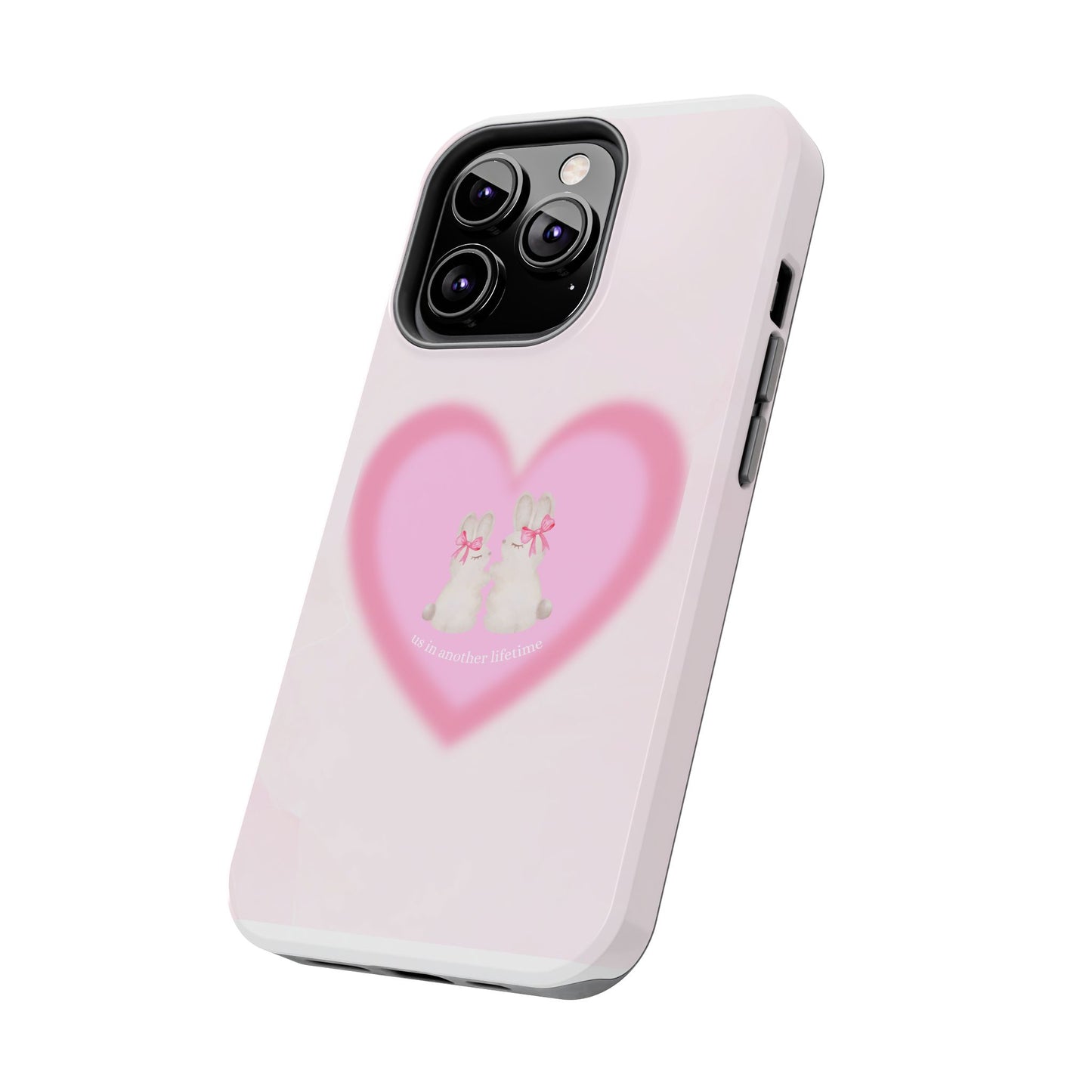 Cute Kittens Heart Tough Phone Case — Pink Cat Love Protective Cover