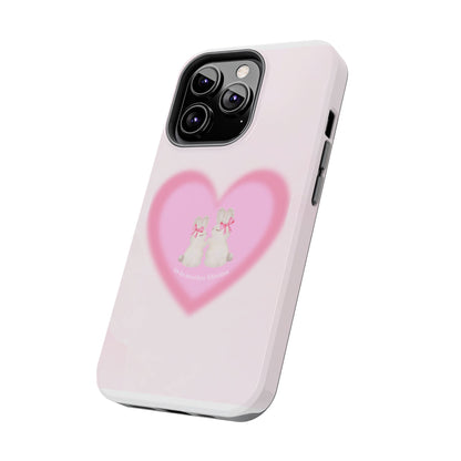 Cute Kittens Heart Tough Phone Case — Pink Cat Love Protective Cover