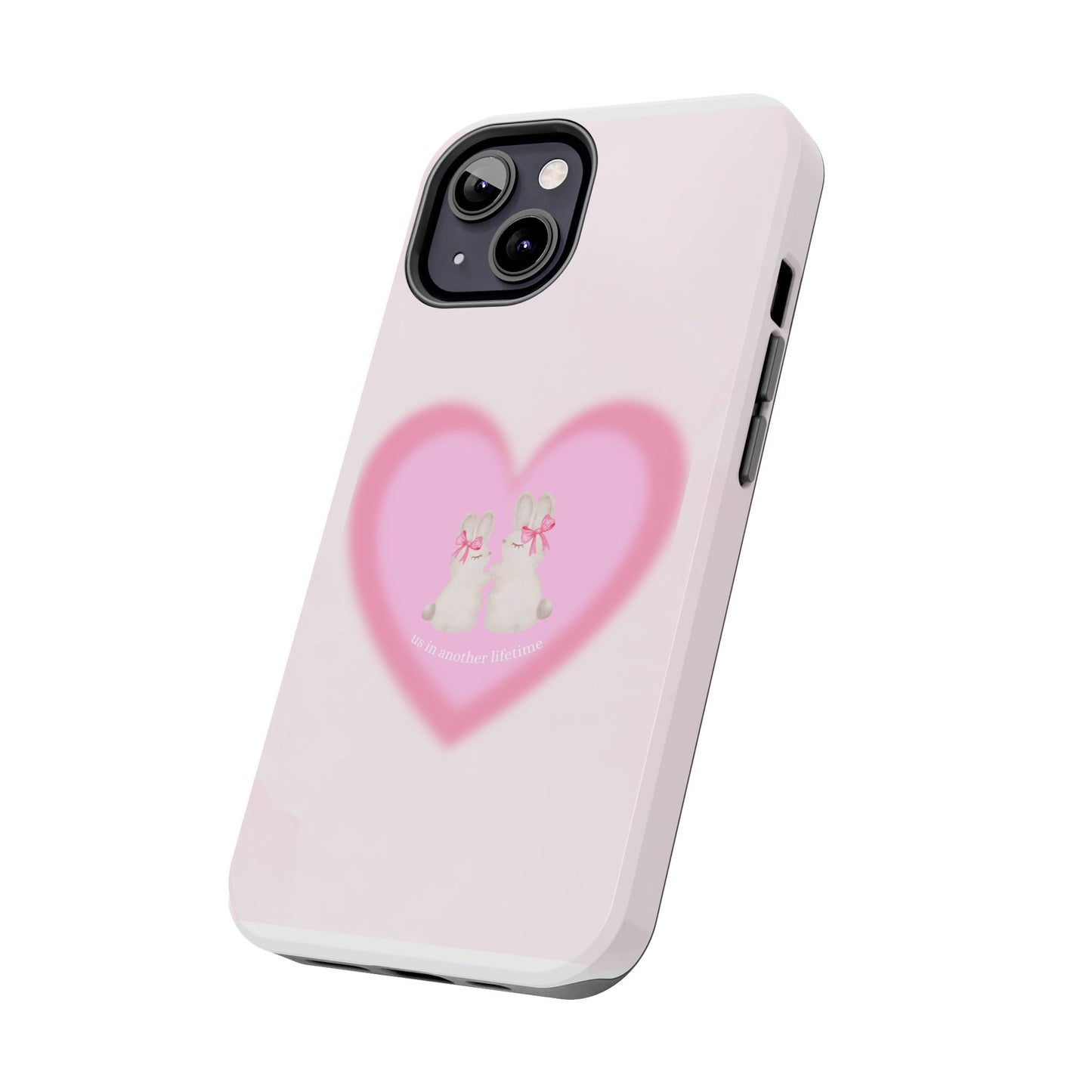 Cute Kittens Heart Tough Phone Case — Pink Cat Love Protective Cover