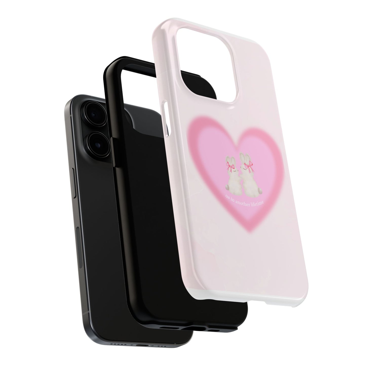 Cute Kittens Heart Tough Phone Case — Pink Cat Love Protective Cover