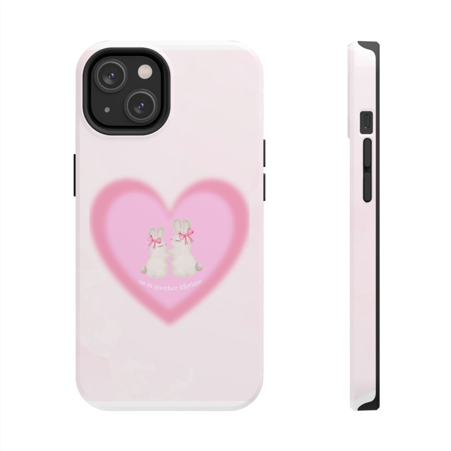 Cute Kittens Heart Tough Phone Case — Pink Cat Love Protective Cover