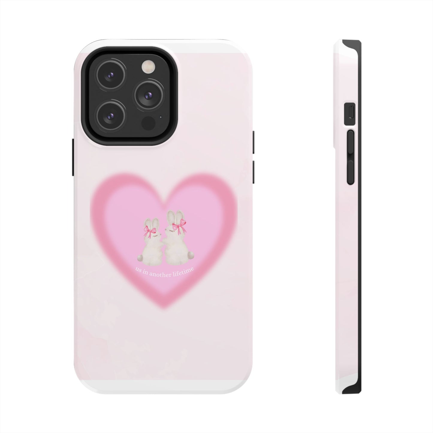 Cute Kittens Heart Tough Phone Case — Pink Cat Love Protective Cover