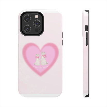 Cute Kittens Heart Tough Phone Case — Pink Cat Love Protective Cover