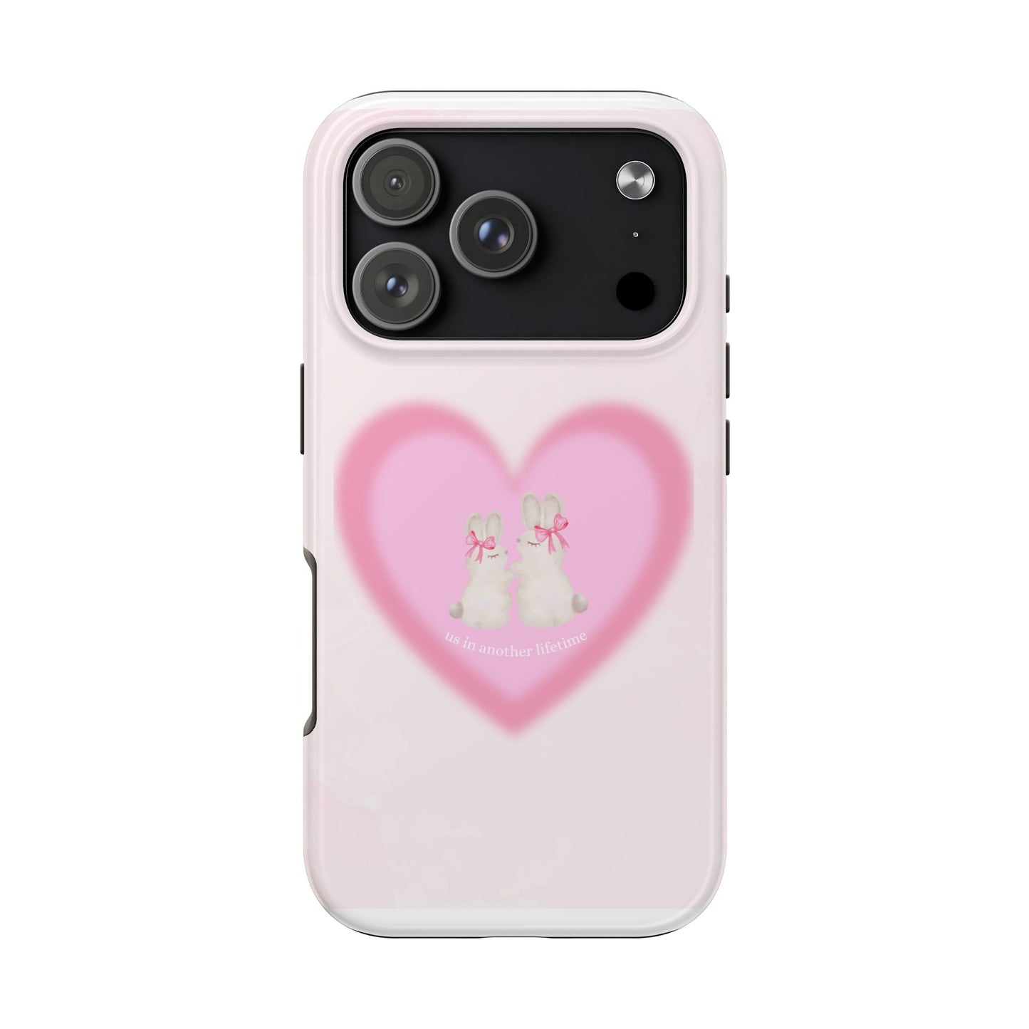 Cute Kittens Heart Tough Phone Case — Pink Cat Love Protective Cover