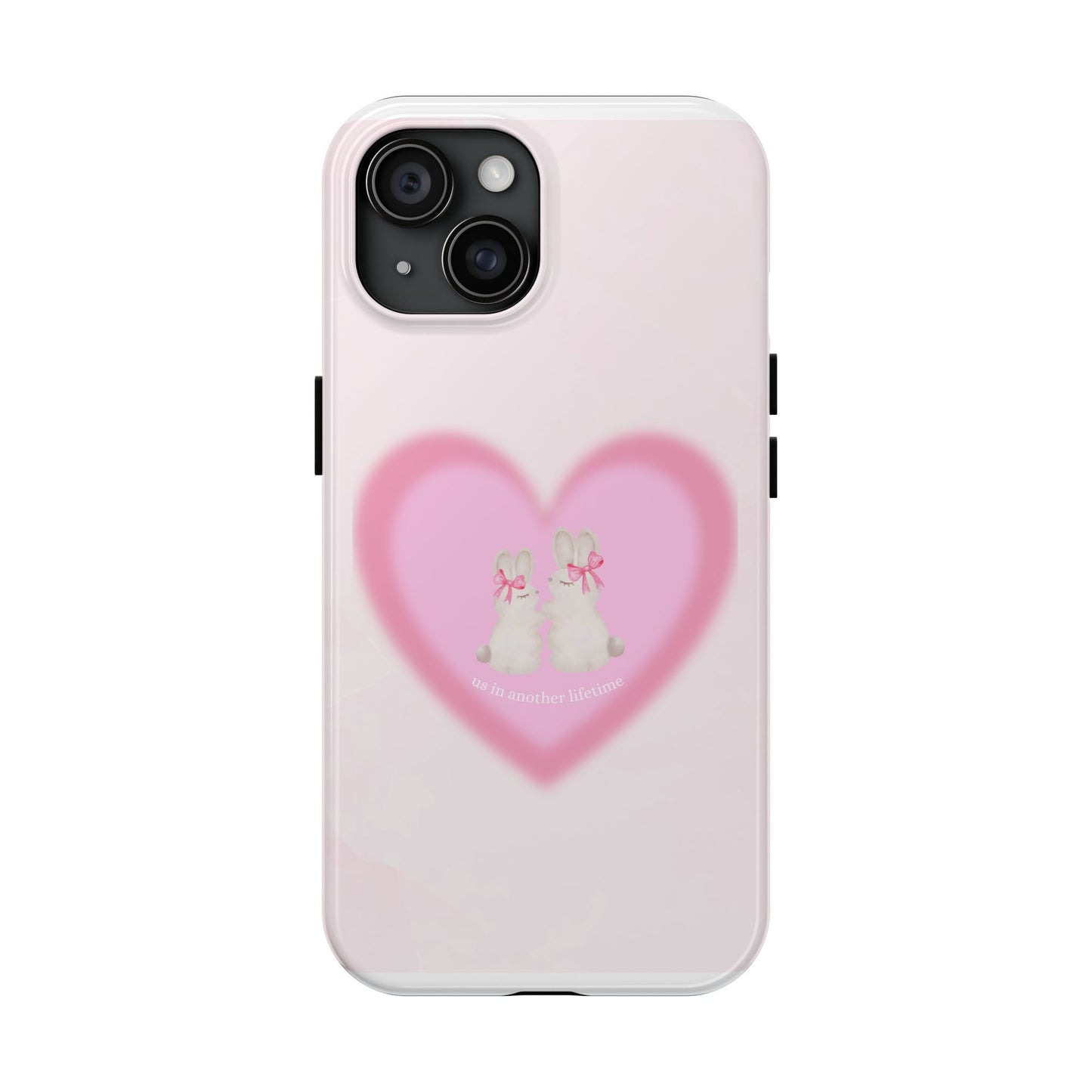 Cute Kittens Heart Tough Phone Case — Pink Cat Love Protective Cover