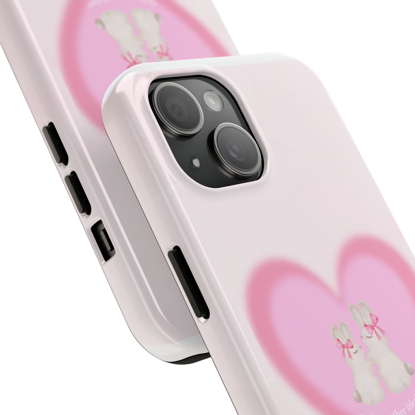 Cute Kittens Heart Tough Phone Case — Pink Cat Love Protective Cover