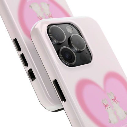 Cute Kittens Heart Tough Phone Case — Pink Cat Love Protective Cover