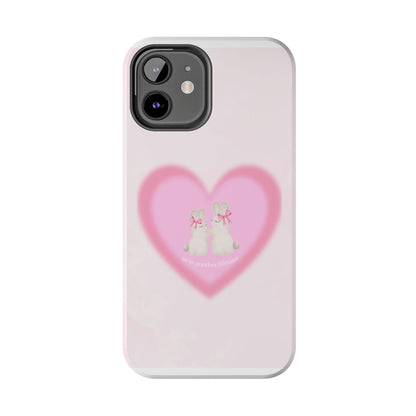 Cute Kittens Heart Tough Phone Case — Pink Cat Love Protective Cover
