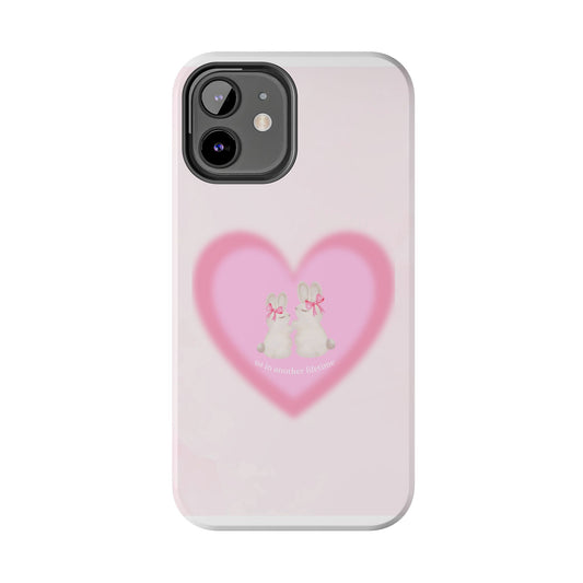 Cute Kittens Heart Tough Phone Case — Pink Cat Love Protective Cover