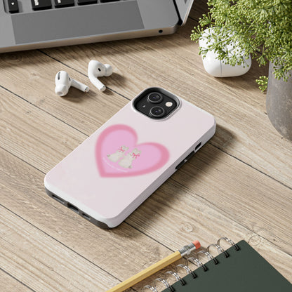 Cute Kittens Heart Tough Phone Case — Pink Cat Love Protective Cover