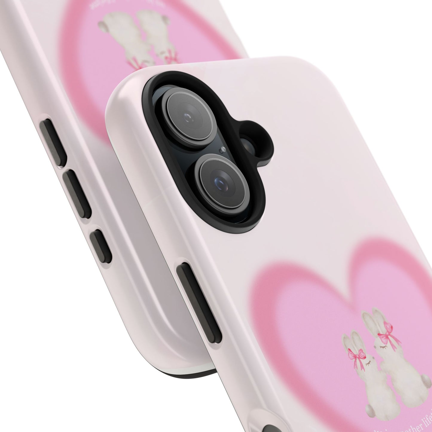 Cute Kittens Heart Tough Phone Case — Pink Cat Love Protective Cover