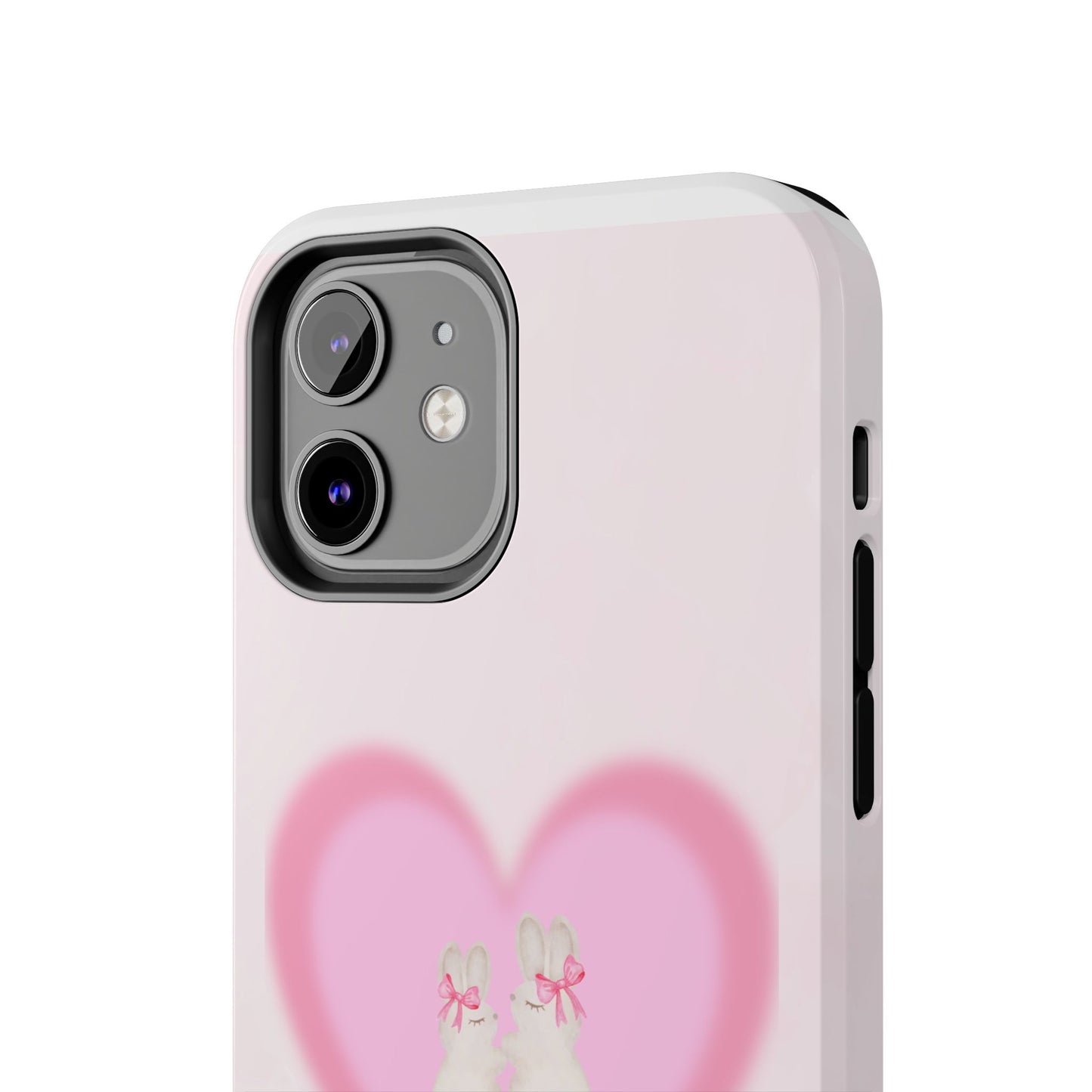Cute Kittens Heart Tough Phone Case — Pink Cat Love Protective Cover