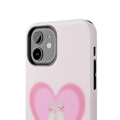 Cute Kittens Heart Tough Phone Case — Pink Cat Love Protective Cover