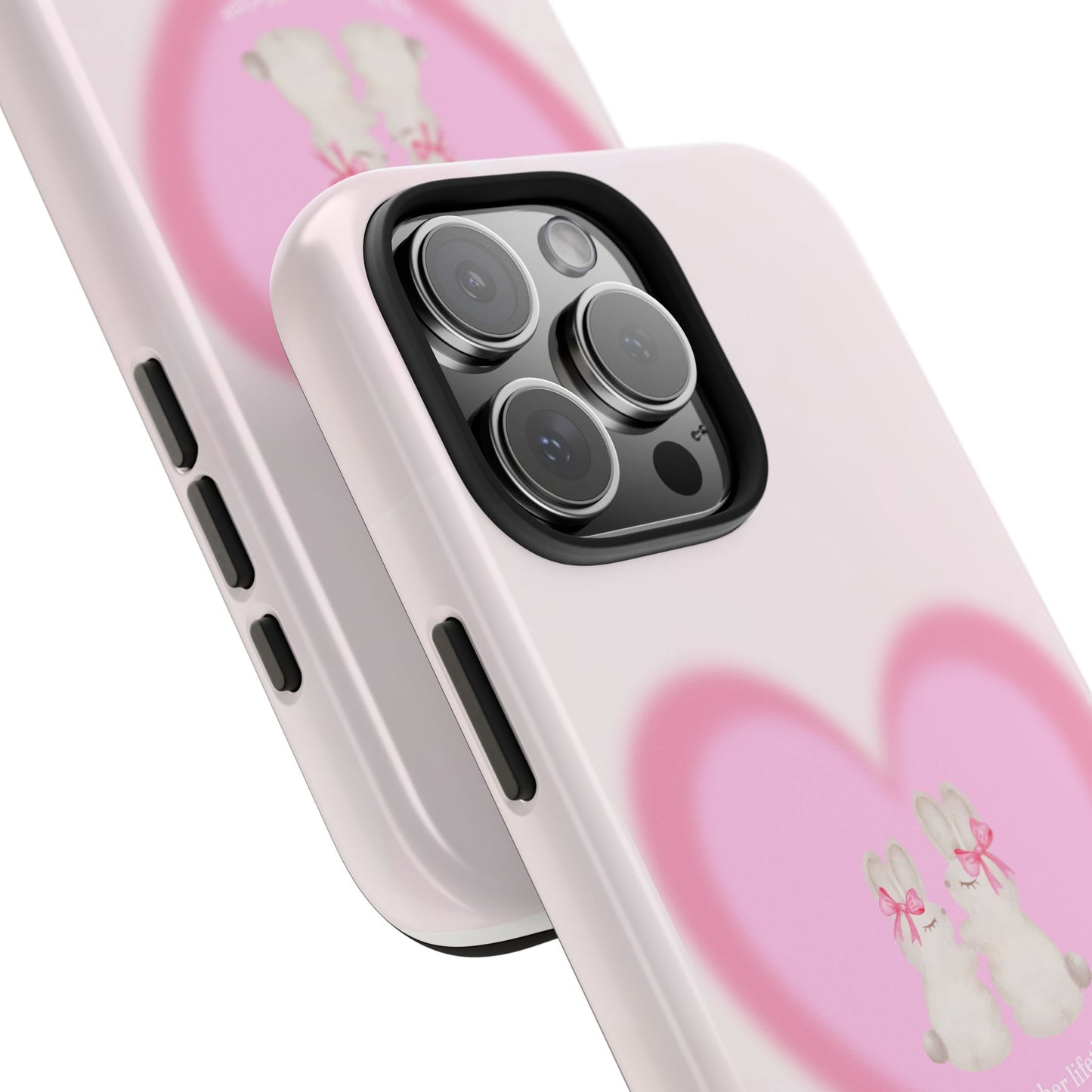 Cute Kittens Heart Tough Phone Case — Pink Cat Love Protective Cover
