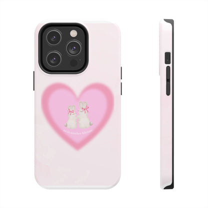Cute Kittens Heart Tough Phone Case — Pink Cat Love Protective Cover