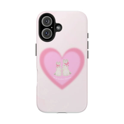Cute Kittens Heart Tough Phone Case — Pink Cat Love Protective Cover