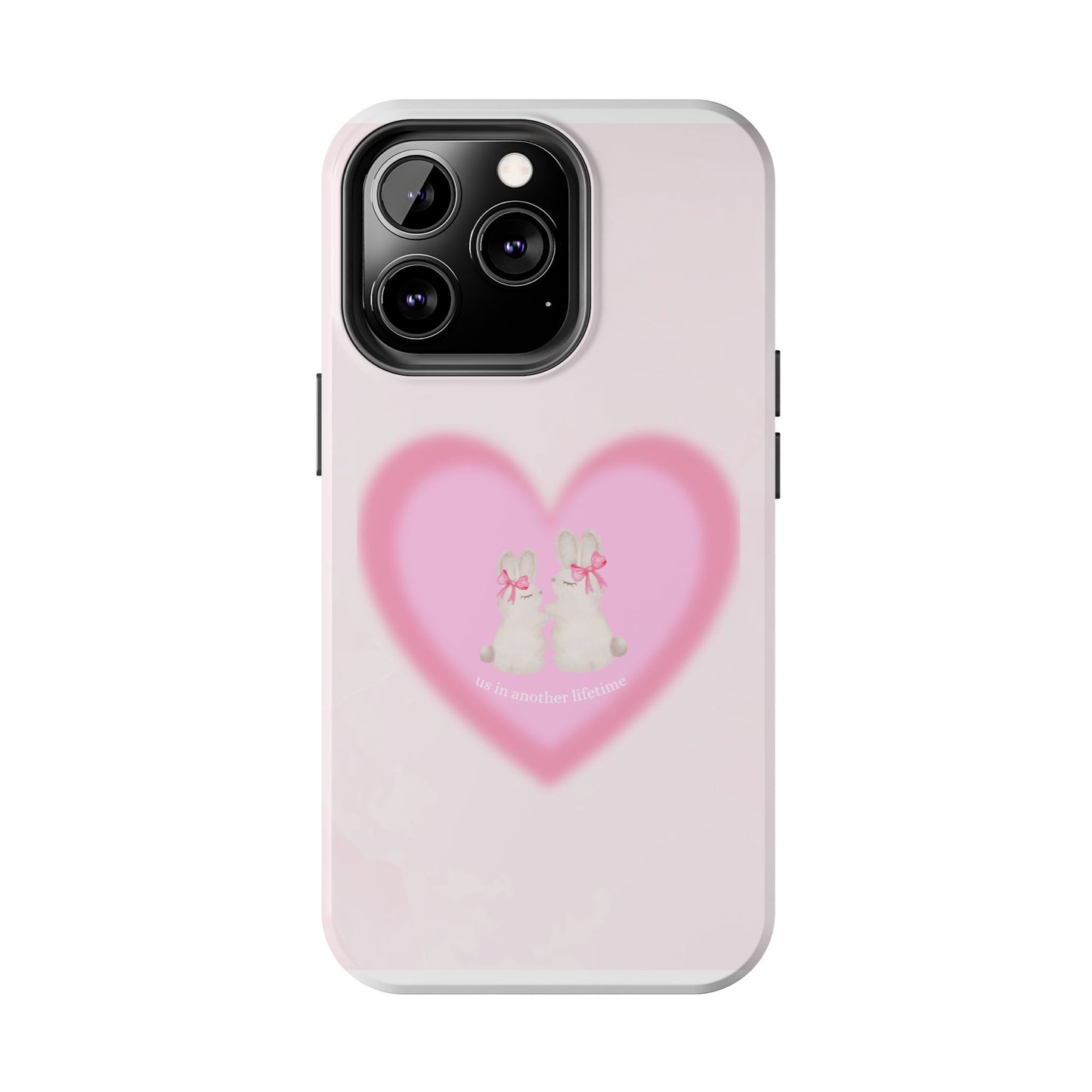 Cute Kittens Heart Tough Phone Case — Pink Cat Love Protective Cover