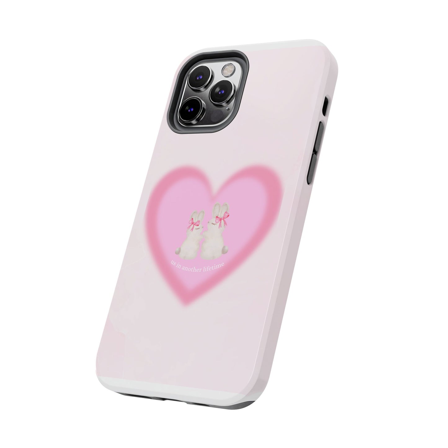 Cute Kittens Heart Tough Phone Case — Pink Cat Love Protective Cover