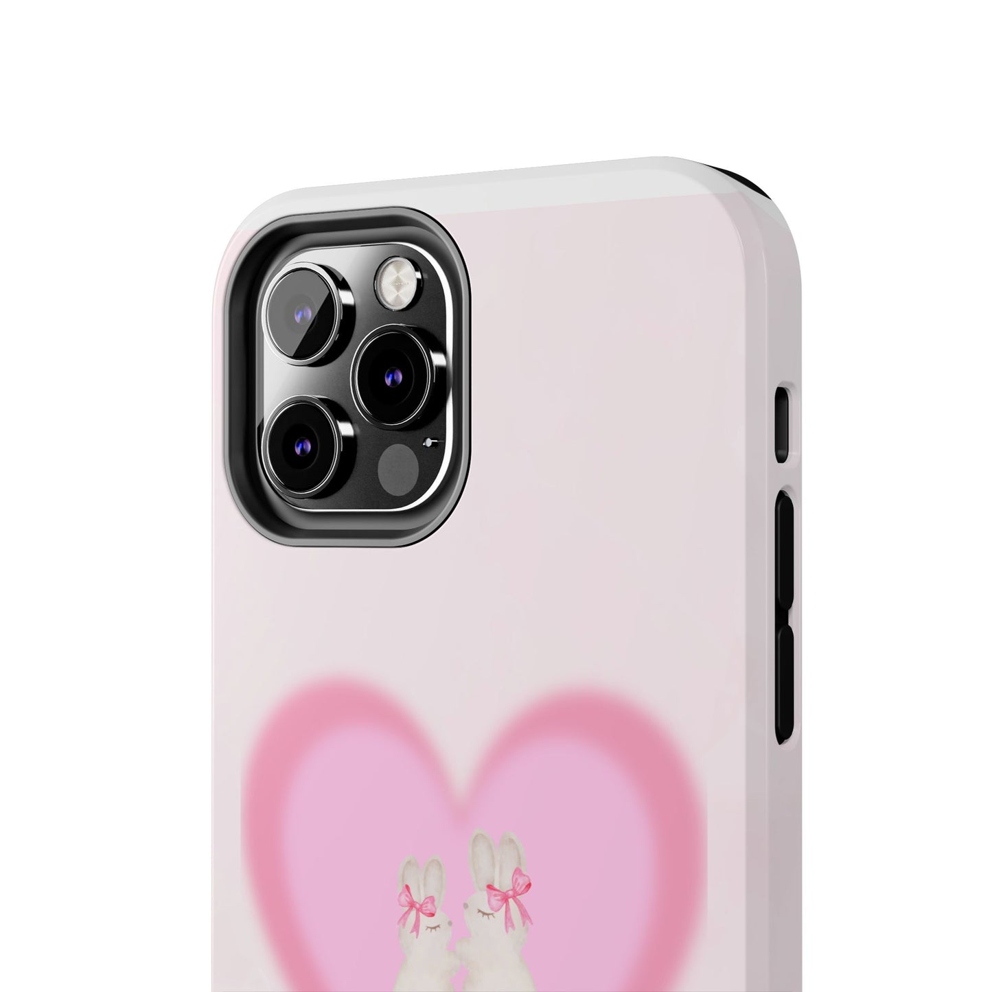 Cute Kittens Heart Tough Phone Case — Pink Cat Love Protective Cover