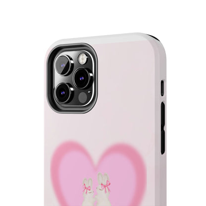 Cute Kittens Heart Tough Phone Case — Pink Cat Love Protective Cover