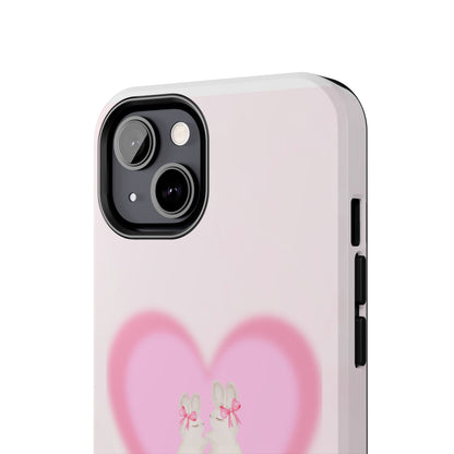 Cute Kittens Heart Tough Phone Case — Pink Cat Love Protective Cover
